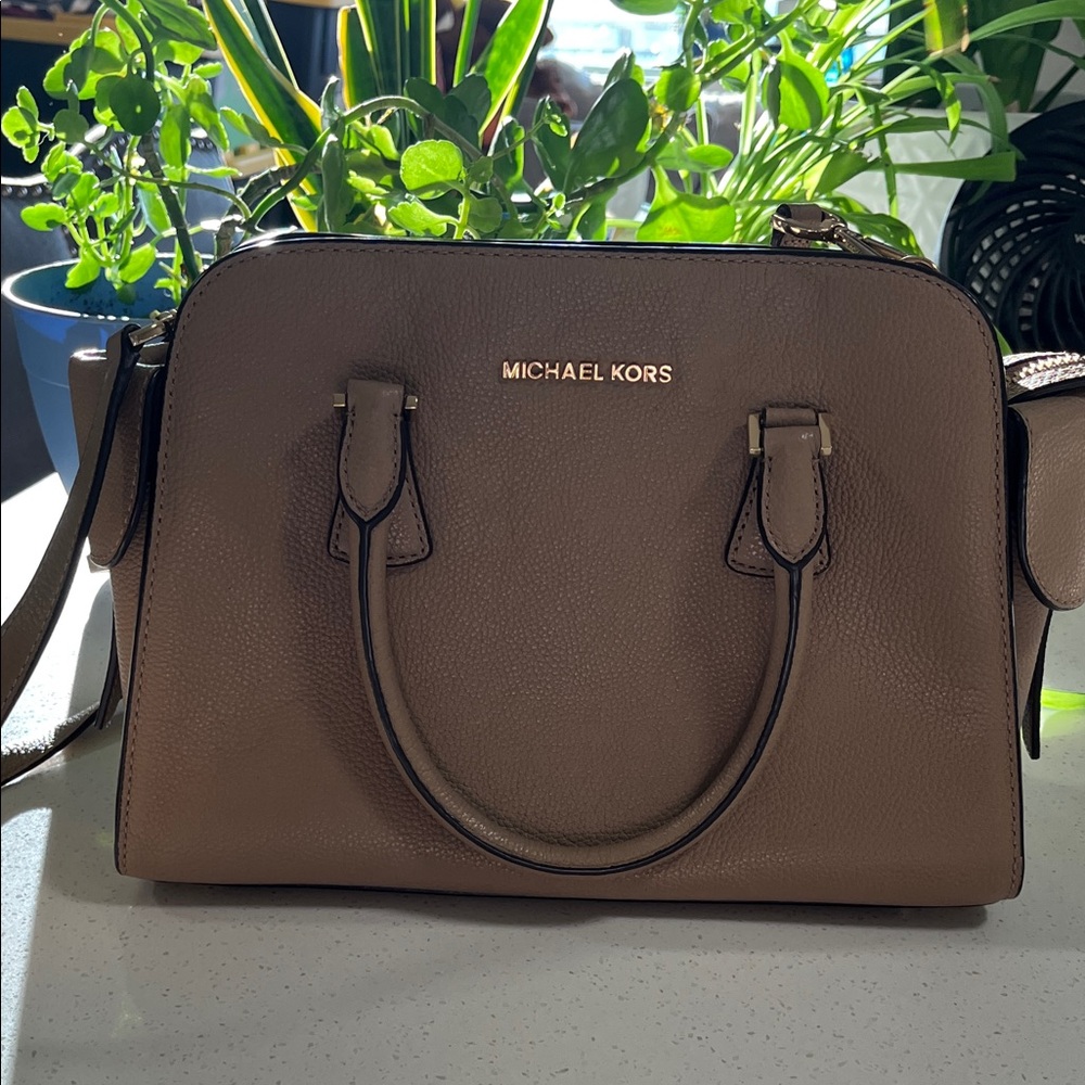 Michael Kors Tan Harper Leather Satchel or Crossbody Good Condition